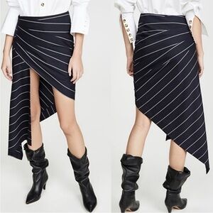 NWT Monse Asymmetric Draped Striped Wool twill Skirt Navy Stripe Sz 6